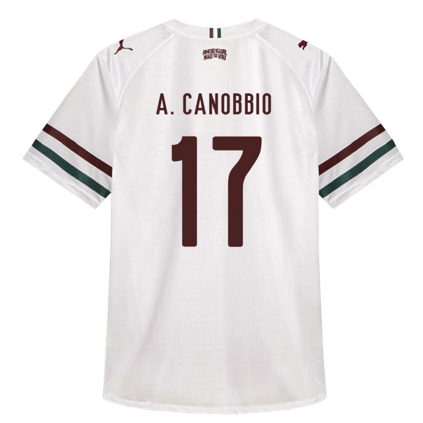 Danxen Børn Agustín Canobbio #17 Hvid Grøn Vinrød Udebane Spillertrøjer 2026/27 Trøje T-Shirt