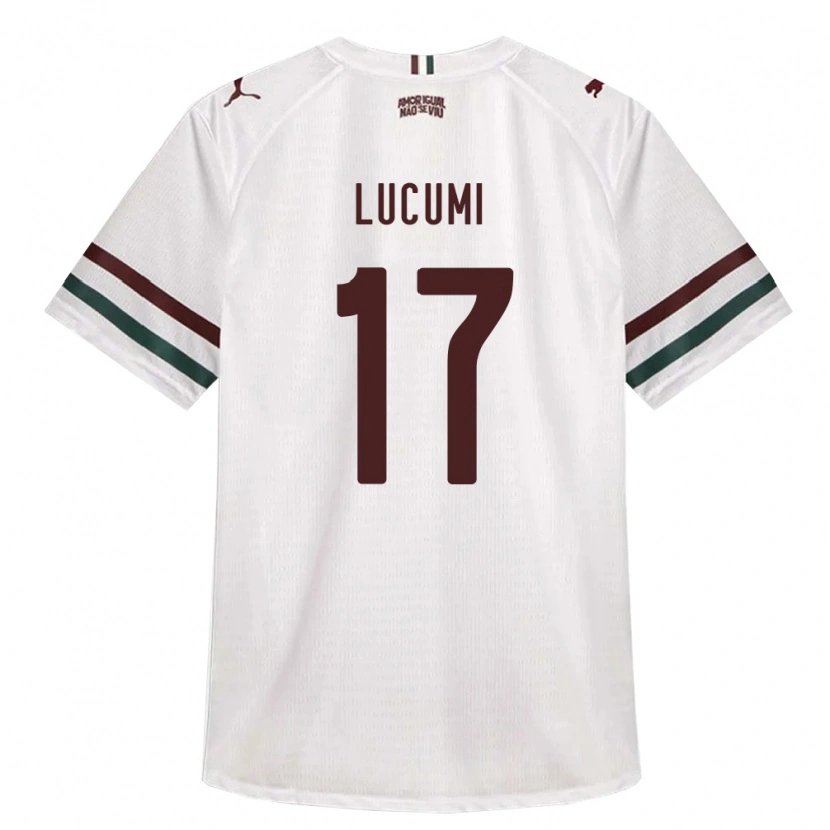 Danxen Børn Jan Lucumi #17 Hvid Grøn Vinrød Udebane Spillertrøjer 2026/27 Trøje T-Shirt