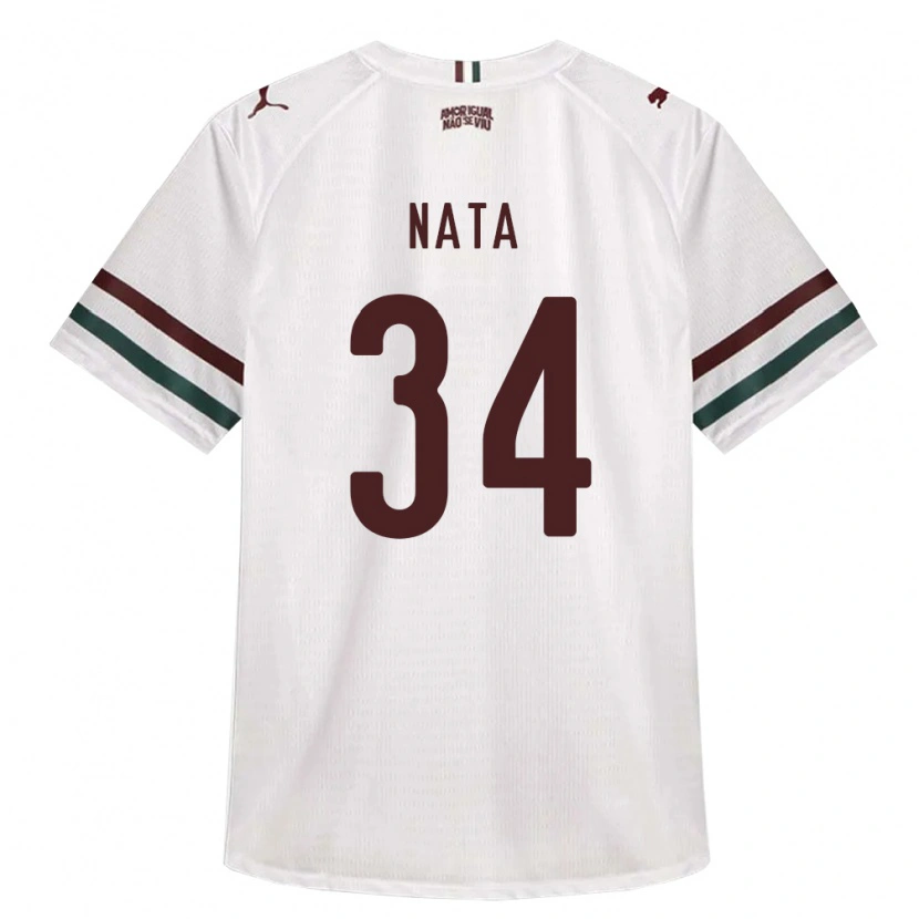 Danxen Børn Wesley Natã #34 Hvid Grøn Vinrød Udebane Spillertrøjer 2026/27 Trøje T-Shirt