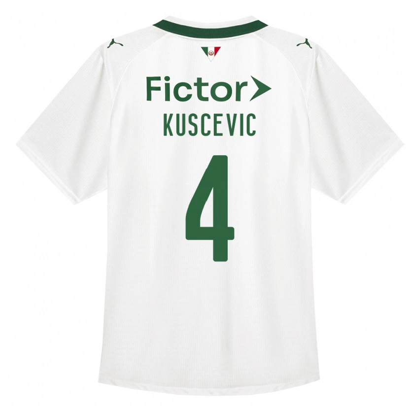 Danxen Børn Benjamin Kuscevic #4 Grøn Hvid Udebane Spillertrøjer 2026/27 Trøje T-Shirt