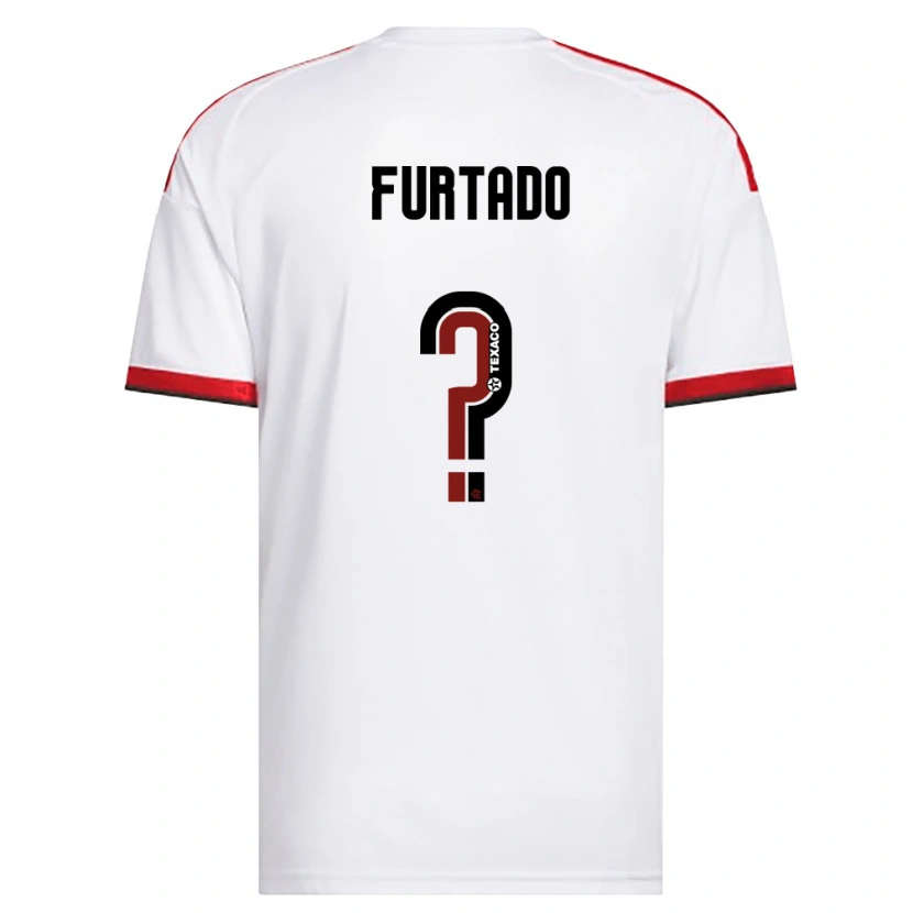 Danxen Børn Lucas Furtado #0 Hvid Rød Sort Udebane Spillertrøjer 2026/27 Trøje T-Shirt