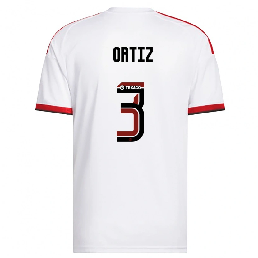 Danxen Børn Léo Ortiz #3 Hvid Rød Sort Udebane Spillertrøjer 2026/27 Trøje T-Shirt