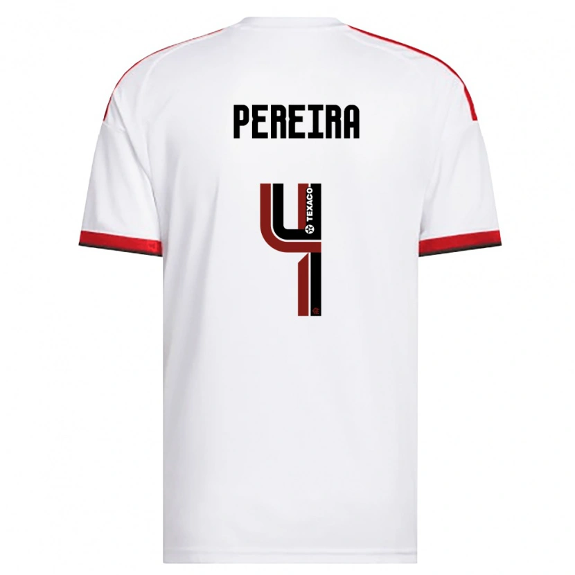 Danxen Børn Léo Pereira #4 Hvid Rød Sort Udebane Spillertrøjer 2026/27 Trøje T-Shirt