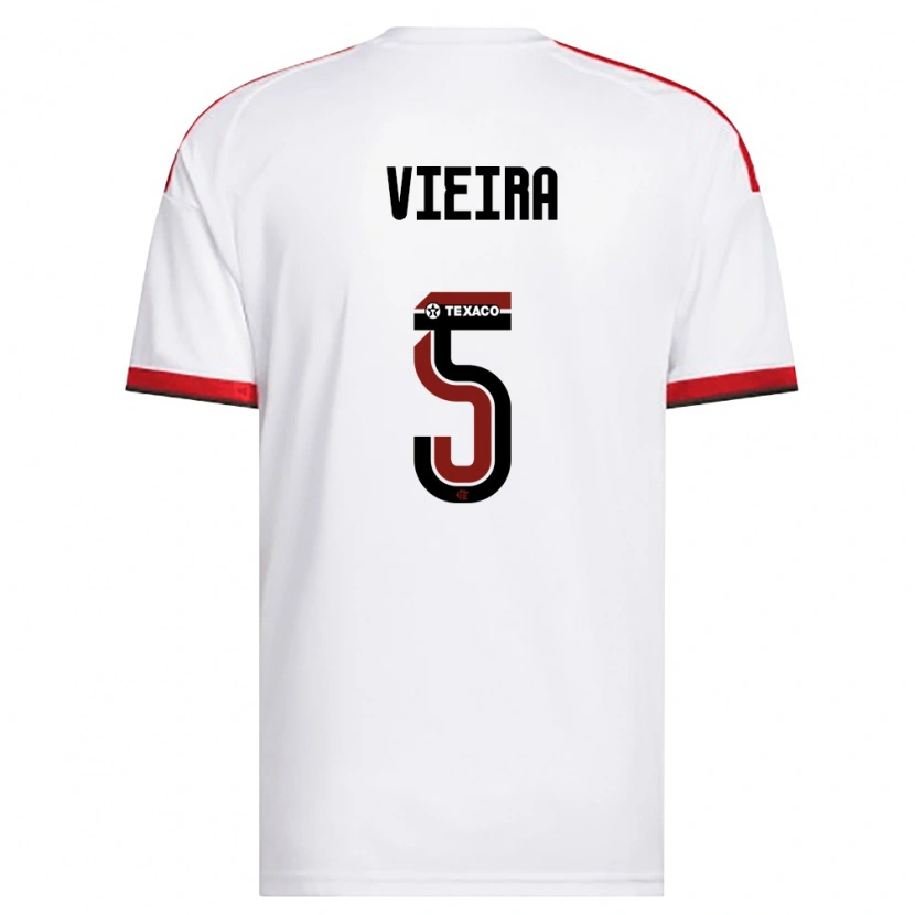 Danxen Børn Lucas Vieira #5 Hvid Rød Sort Udebane Spillertrøjer 2026/27 Trøje T-Shirt