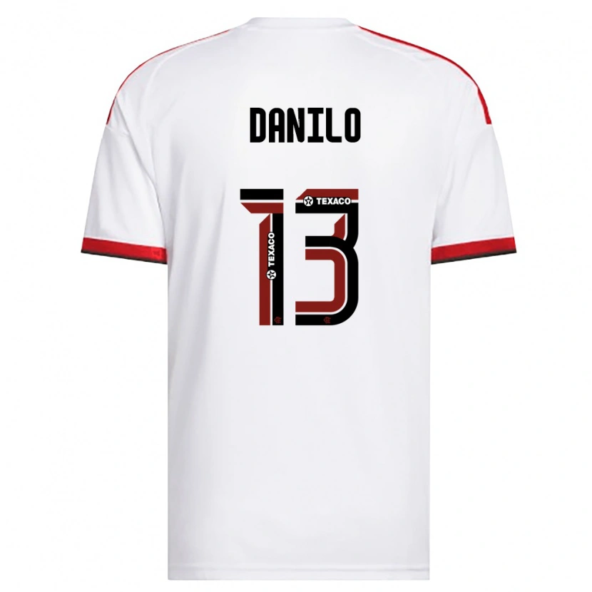 Danxen Børn Danilo Luiz Da Silva #13 Hvid Rød Sort Udebane Spillertrøjer 2026/27 Trøje T-Shirt