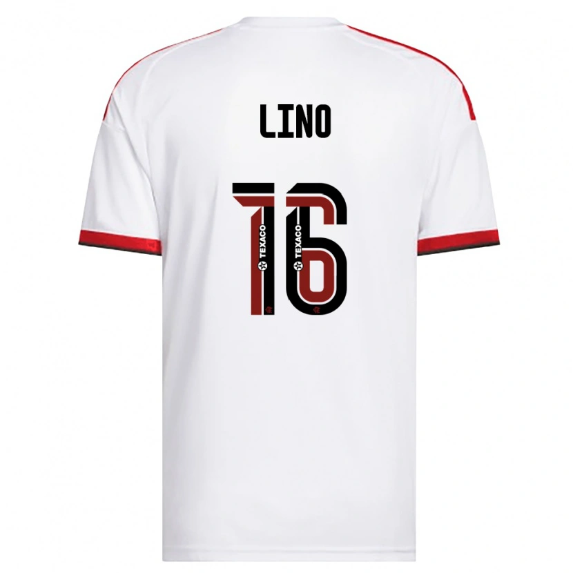 Danxen Børn Samuel Lino #16 Hvid Rød Sort Udebane Spillertrøjer 2026/27 Trøje T-Shirt