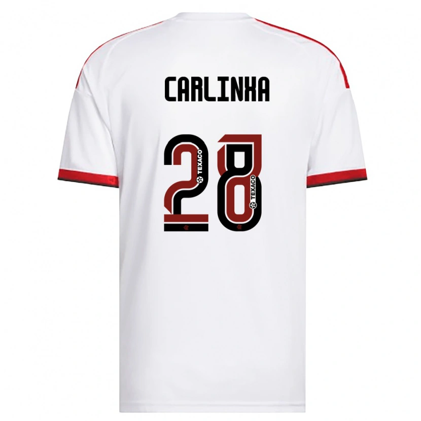 Danxen Børn Carlinha #28 Hvid Rød Sort Udebane Spillertrøjer 2026/27 Trøje T-Shirt