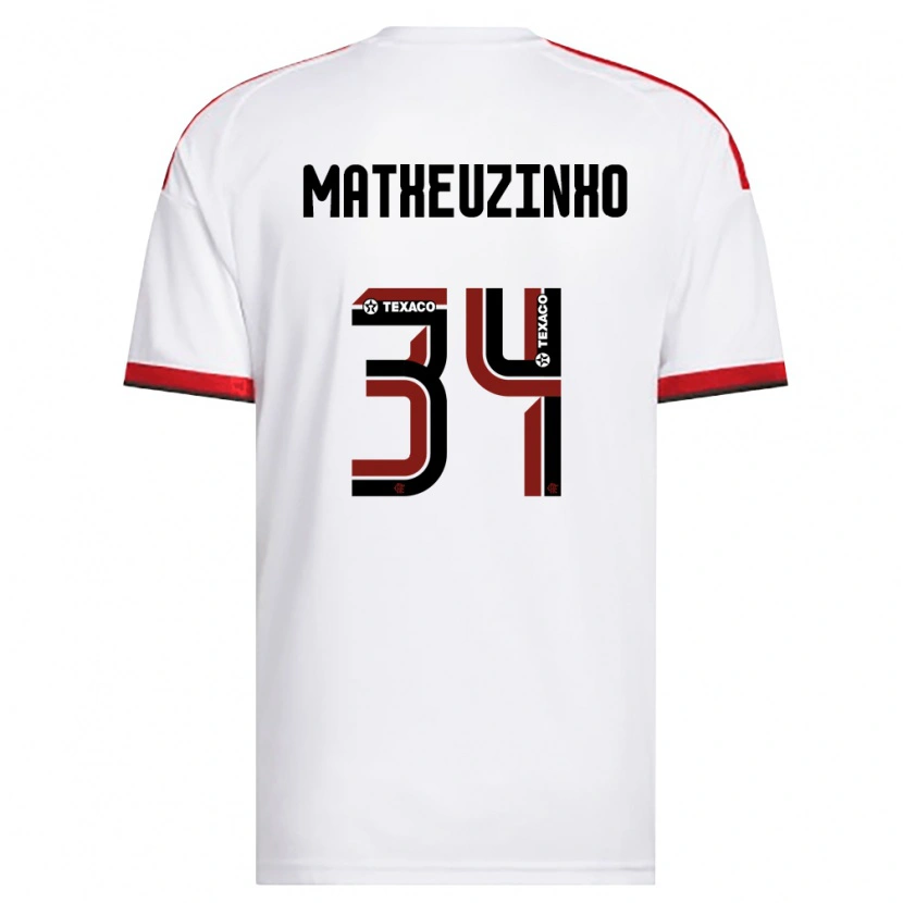 Danxen Børn Matheuzinho #34 Hvid Rød Sort Udebane Spillertrøjer 2026/27 Trøje T-Shirt
