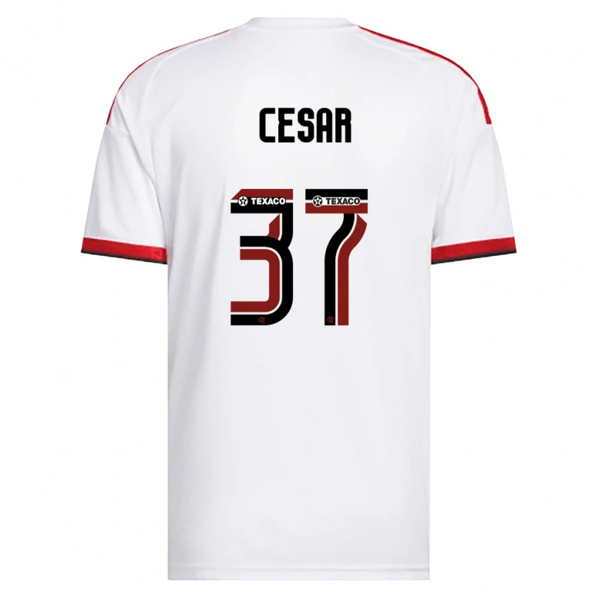 Danxen Børn Cesar #37 Hvid Rød Sort Udebane Spillertrøjer 2026/27 Trøje T-Shirt