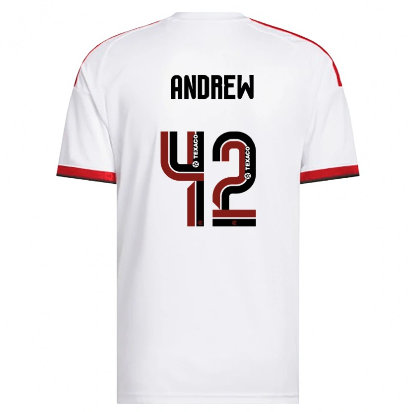 Danxen Børn Andrew Da Silva Ventura #42 Hvid Rød Sort Udebane Spillertrøjer 2026/27 Trøje T-Shirt
