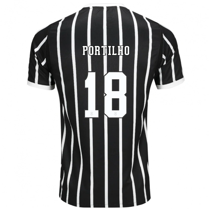 Danxen Børn Gabi Portilho #18 Sort Hvid Rød Udebane Spillertrøjer 2026/27 Trøje T-Shirt