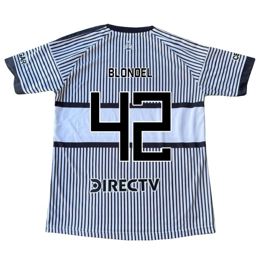 Danxen Børn Lucas Blondel #42 Hvid Sort Gul Udebane Spillertrøjer 2026/27 Trøje T-Shirt