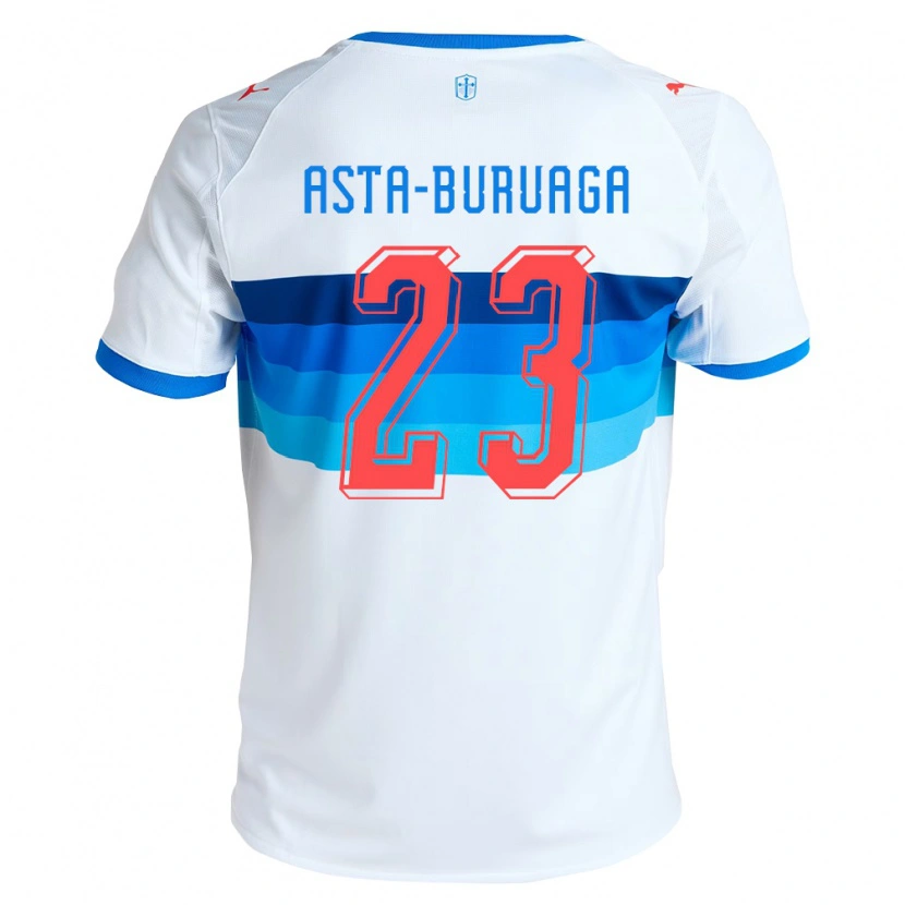 Danxen Mænd Tomás Asta-Buruaga #23 Hvid Himmelblå Hjemmebane Spillertrøjer 2026/27 Trøje T-Shirt