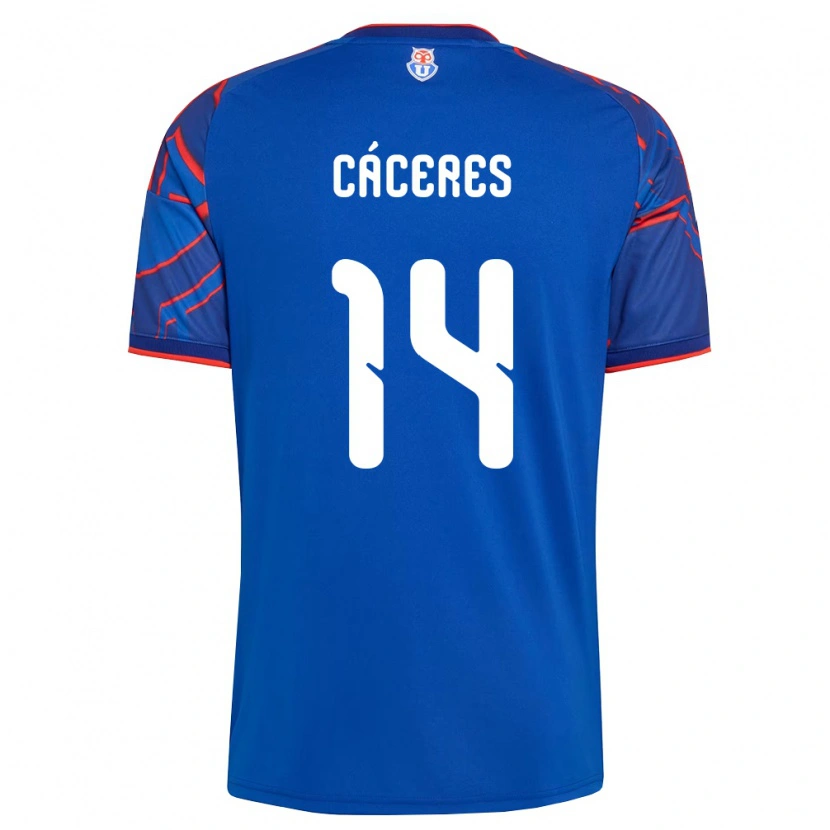 Danxen Mænd Franco Cáceres #14 Kongelig Blå Rød Hjemmebane Spillertrøjer 2026/27 Trøje T-Shirt
