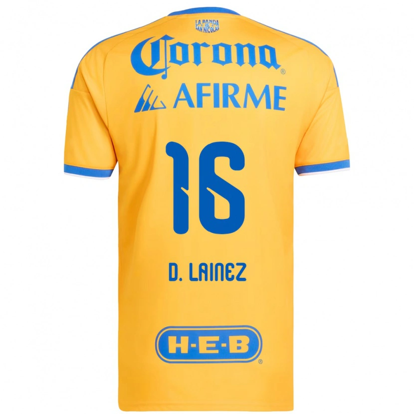 Danxen Mænd Diego Lainez #16 Gul Blå Hjemmebane Spillertrøjer 2026/27 Trøje T-Shirt