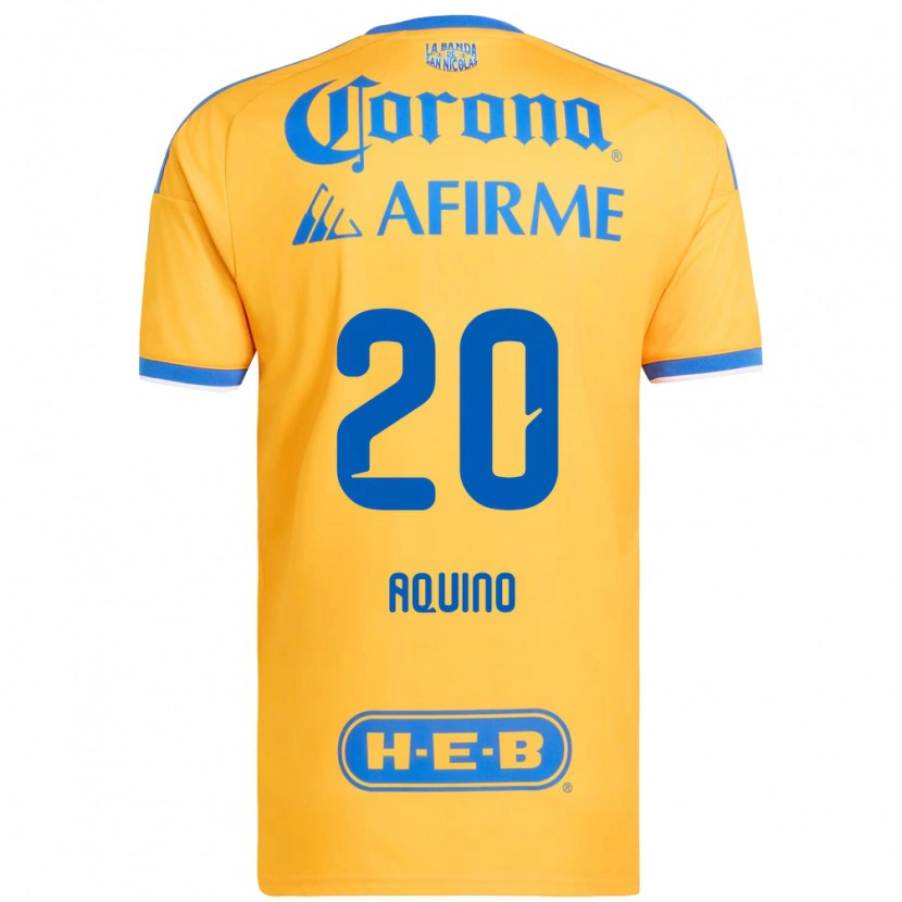 Danxen Mænd Javier Aquino #20 Gul Blå Hjemmebane Spillertrøjer 2026/27 Trøje T-Shirt