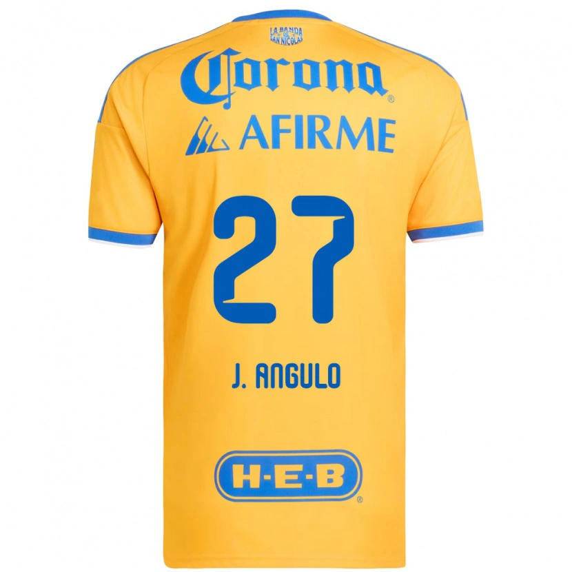 Danxen Mænd Jesús Angulo #27 Gul Blå Hjemmebane Spillertrøjer 2026/27 Trøje T-Shirt