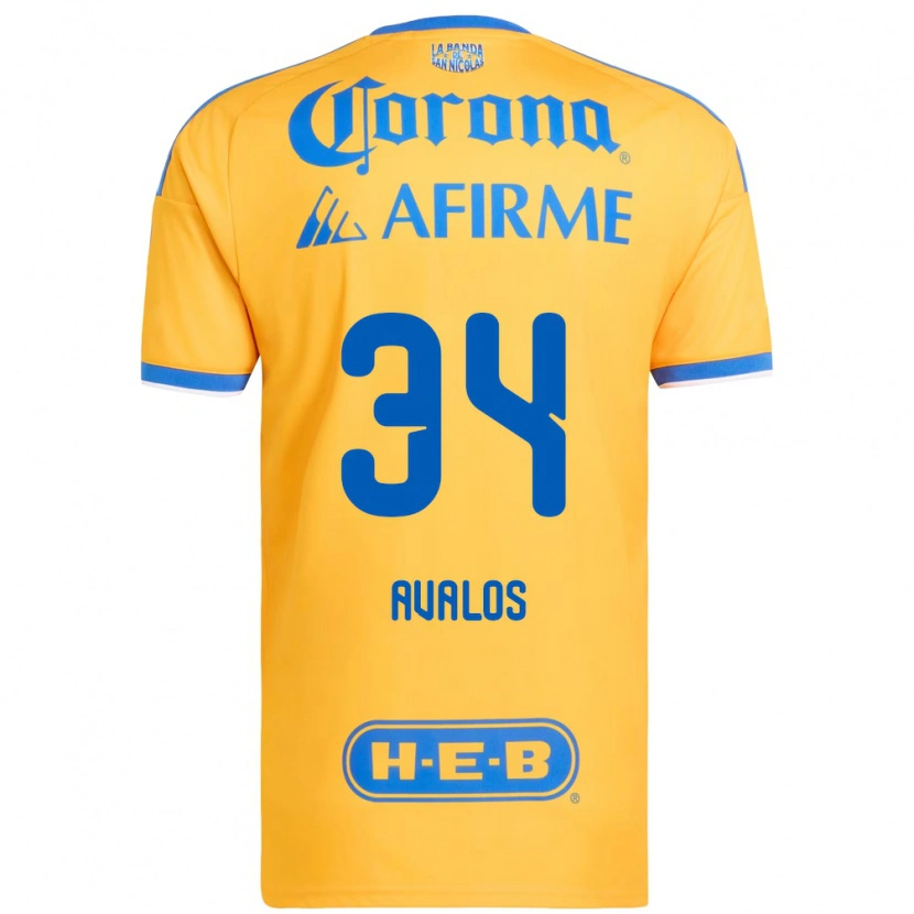 Danxen Mænd Erick Avalos #34 Gul Blå Hjemmebane Spillertrøjer 2026/27 Trøje T-Shirt
