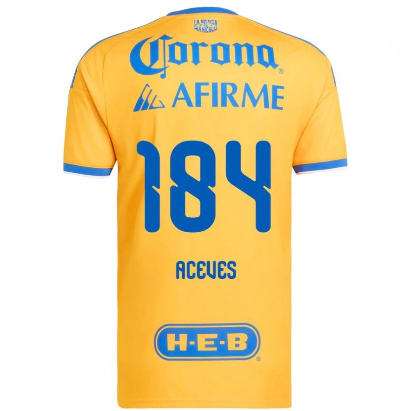 Danxen Mænd Israel Aceves #184 Gul Blå Hjemmebane Spillertrøjer 2026/27 Trøje T-Shirt