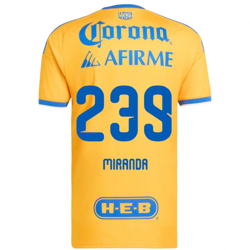 Danxen Mænd Jesús Miranda #239 Gul Blå Hjemmebane Spillertrøjer 2026/27 Trøje T-Shirt
