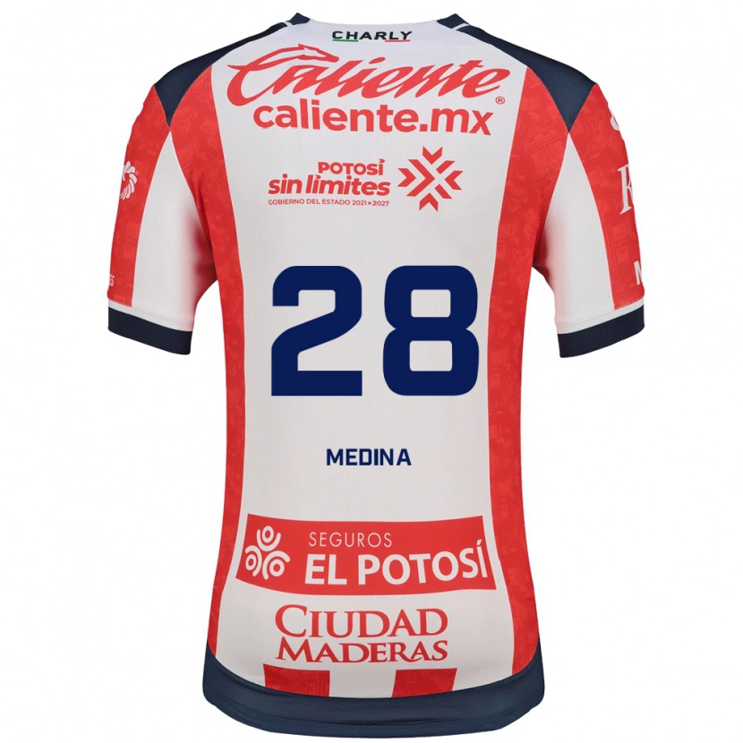 Danxen Mænd Jesús Medina #28 Rød Hvid Sort Hjemmebane Spillertrøjer 2026/27 Trøje T-Shirt