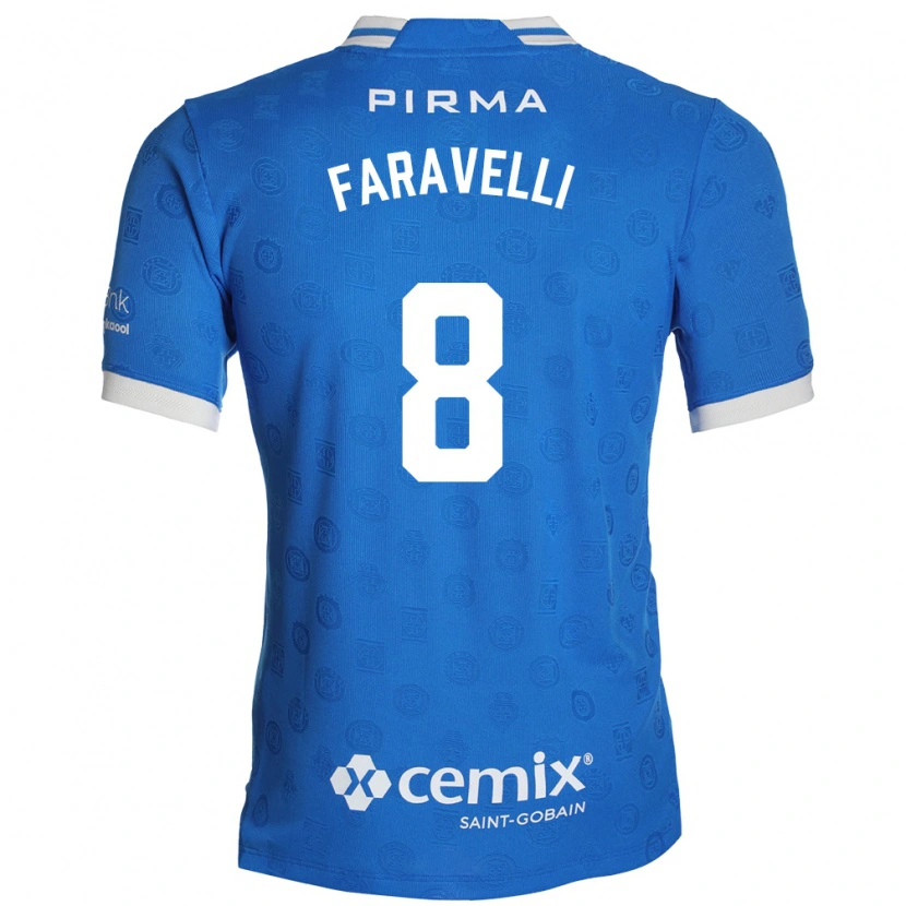 Danxen Mænd Lorenzo Faravelli #8 Blå Hvid Rød Hjemmebane Spillertrøjer 2026/27 Trøje T-Shirt