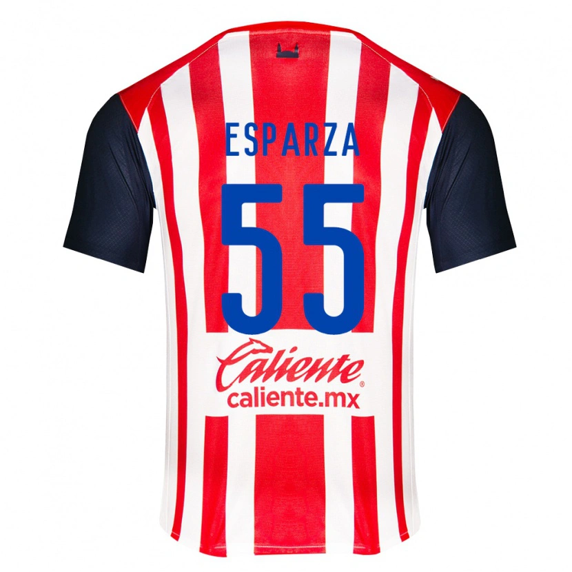 Danxen Mænd Sebastián Esparza #55 Rød Sort Hvid Hjemmebane Spillertrøjer 2026/27 Trøje T-Shirt