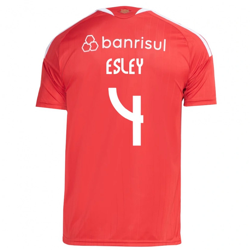 Danxen Mænd Esley Ezequiel Dos Reis #4 Rød Hvid Hjemmebane Spillertrøjer 2026/27 Trøje T-Shirt