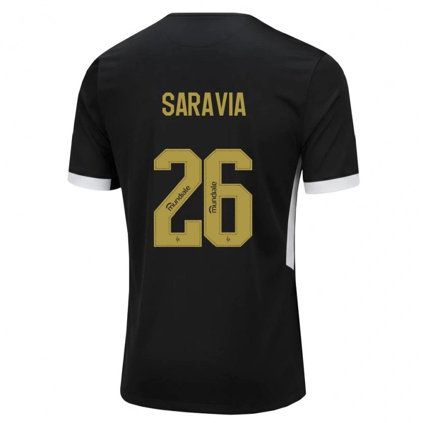 Danxen Mænd Renzo Saravia #26 Sort Hvid Gul Hjemmebane Spillertrøjer 2026/27 Trøje T-Shirt