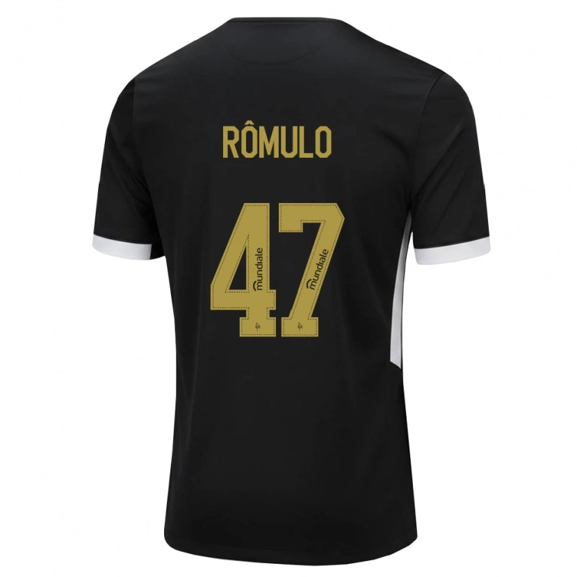 Danxen Mænd Rômulo Helberte Pereira Júnior #47 Sort Hvid Gul Hjemmebane Spillertrøjer 2026/27 Trøje T-Shirt