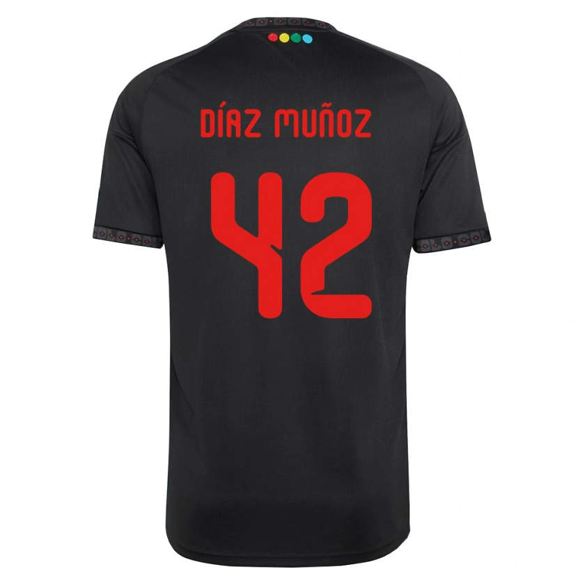 Danxen Mænd Cristian Díaz Muñoz #42 Sort Rød Udebane Spillertrøjer 2026/27 Trøje T-Shirt