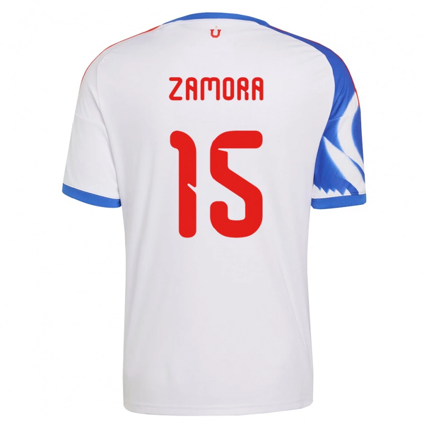 Danxen Mænd Daniela Zamora #15 Hvid Marineblå Udebane Spillertrøjer 2026/27 Trøje T-Shirt