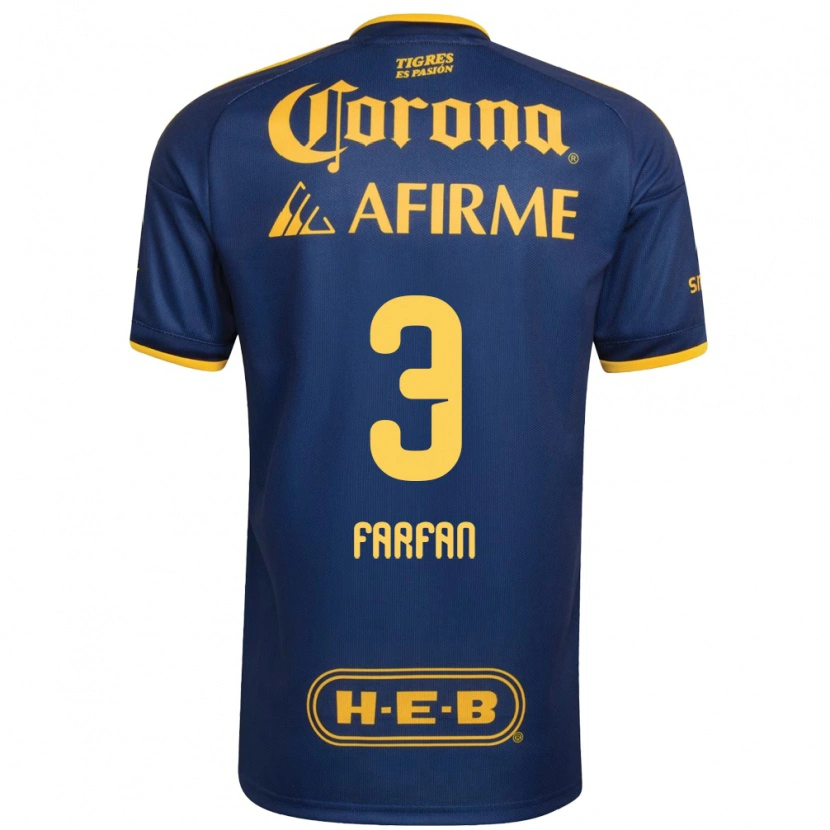 Danxen Mænd Marco Farfán #3 Kongelig Blå Gul Udebane Spillertrøjer 2026/27 Trøje T-Shirt