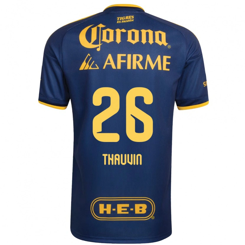 Danxen Mænd Florian Thauvin #26 Kongelig Blå Gul Udebane Spillertrøjer 2026/27 Trøje T-Shirt
