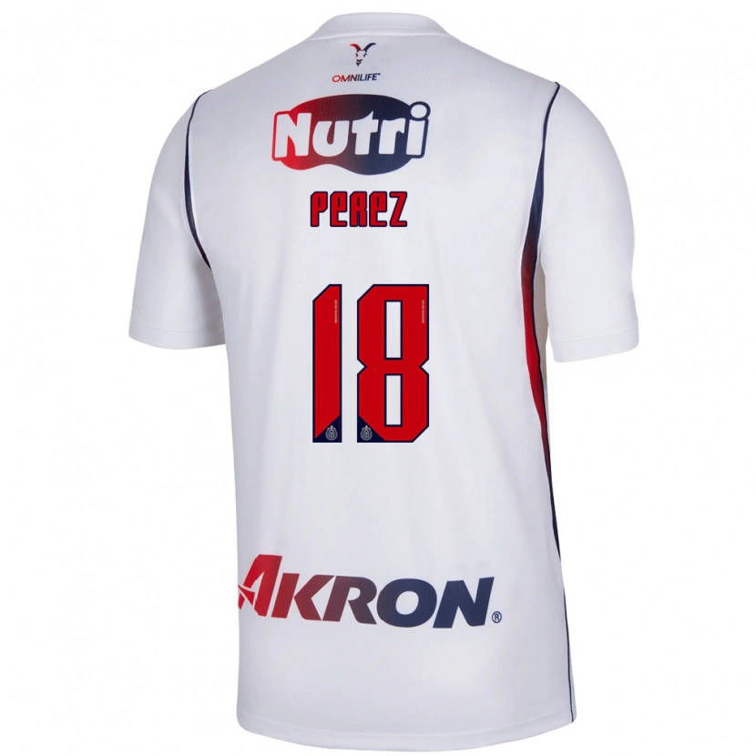 Danxen Mænd Jonathan Pérez #18 Hvid Marineblå Rød Udebane Spillertrøjer 2026/27 Trøje T-Shirt