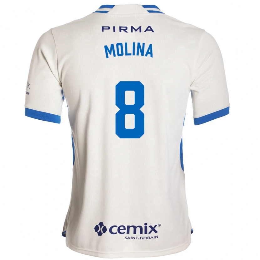 Danxen Mænd Dalia Molina #8 Hvid Blå Rød Udebane Spillertrøjer 2026/27 Trøje T-Shirt
