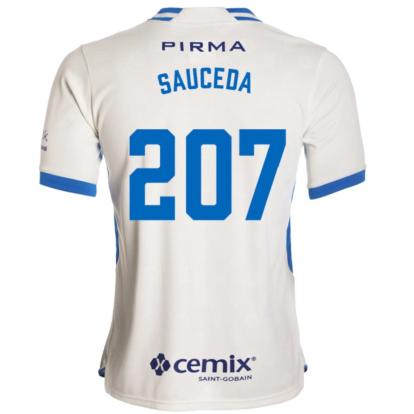 Danxen Mænd Pedro Sauceda #207 Hvid Blå Rød Udebane Spillertrøjer 2026/27 Trøje T-Shirt