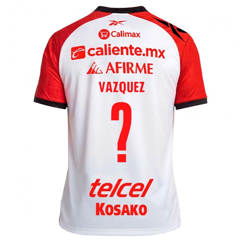 Danxen Mænd Aldair Vázquez #0 Hvid Sort Rød Udebane Spillertrøjer 2026/27 Trøje T-Shirt