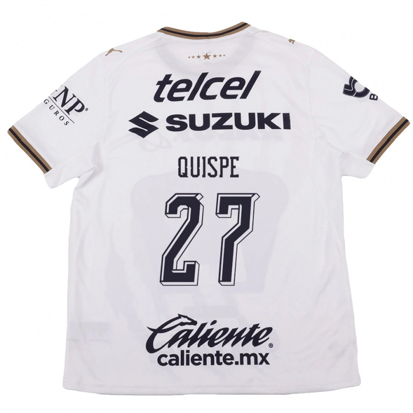 Danxen Mænd Piero Quispe #27 Hvid Sort Brun Udebane Spillertrøjer 2026/27 Trøje T-Shirt