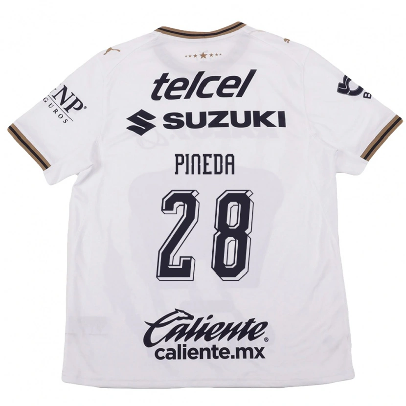 Danxen Mænd Grecia Pineda #28 Hvid Sort Brun Udebane Spillertrøjer 2026/27 Trøje T-Shirt