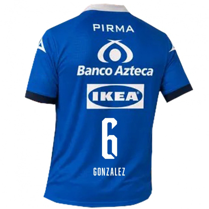 Danxen Mænd Pablo González #6 Blå Hvid Udebane Spillertrøjer 2026/27 Trøje T-Shirt