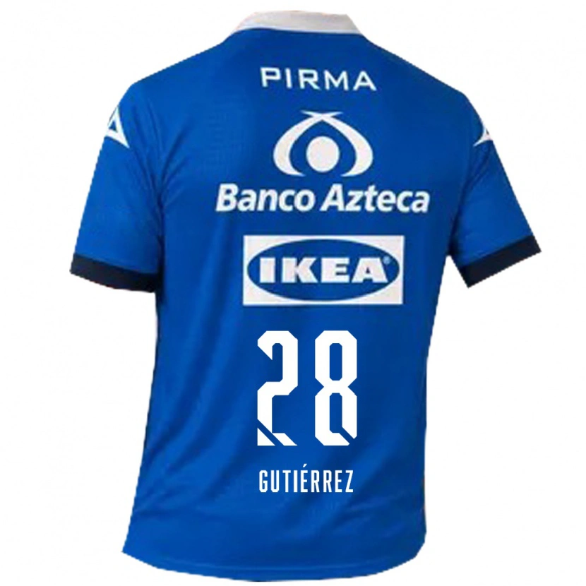 Danxen Mænd Daniel Gutiérrez #28 Blå Hvid Udebane Spillertrøjer 2026/27 Trøje T-Shirt