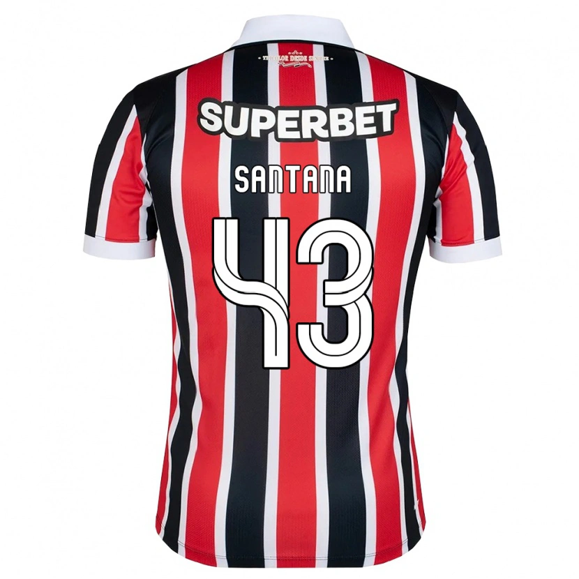 Danxen Mænd Gustavo Santana #43 Rød Hvid Sort Udebane Spillertrøjer 2026/27 Trøje T-Shirt