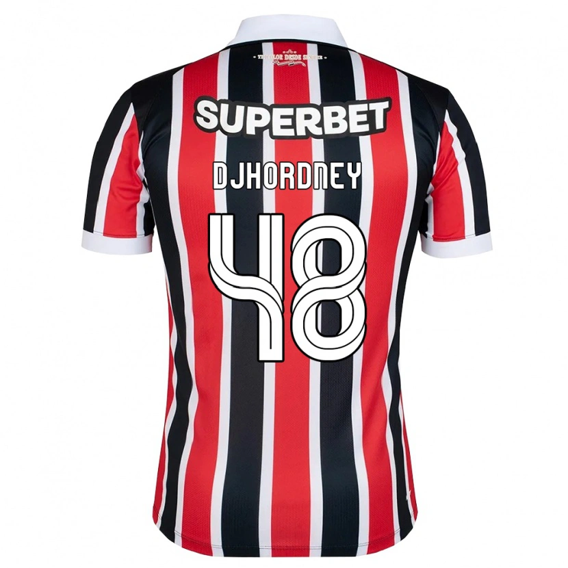 Danxen Mænd Djhordney Ferreira #48 Rød Hvid Sort Udebane Spillertrøjer 2026/27 Trøje T-Shirt