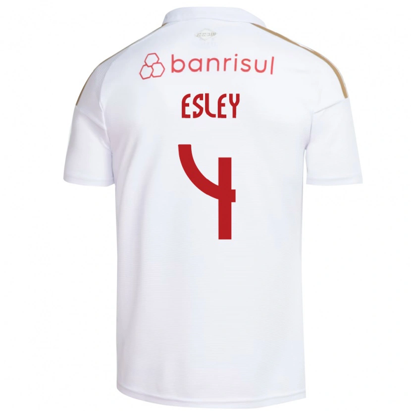 Danxen Mænd Esley Ezequiel Dos Reis #4 Hvid Rød Udebane Spillertrøjer 2026/27 Trøje T-Shirt