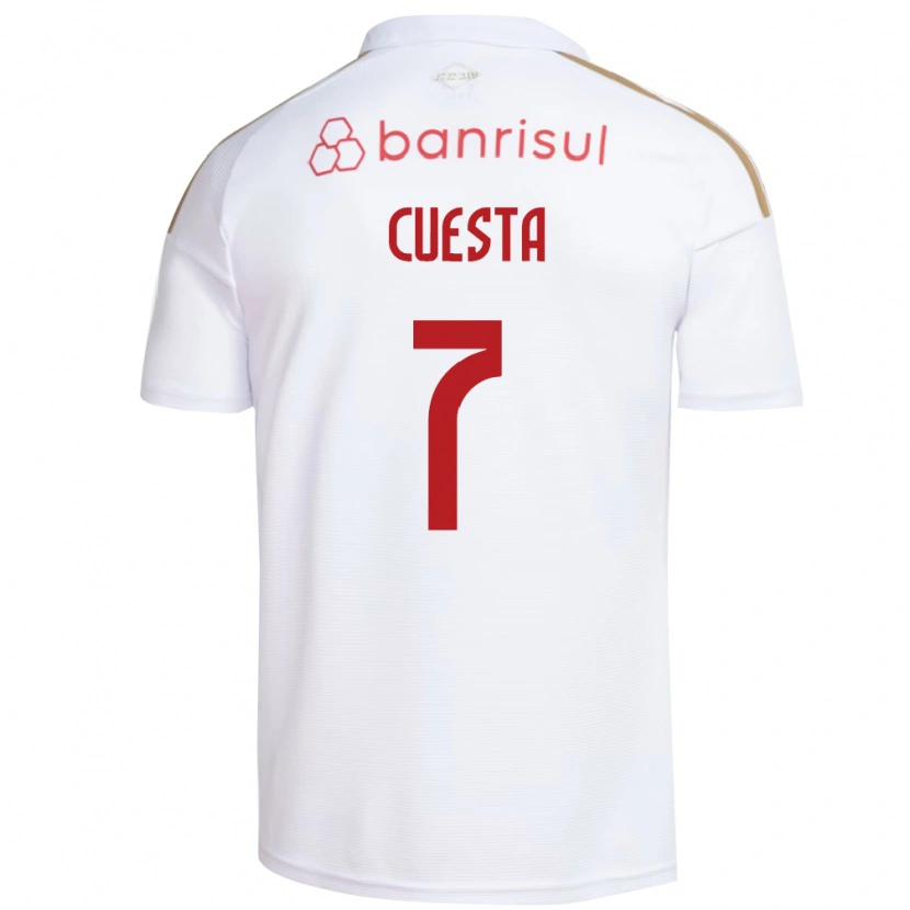 Danxen Mænd Juan Manuel Cuesta #7 Hvid Rød Udebane Spillertrøjer 2026/27 Trøje T-Shirt
