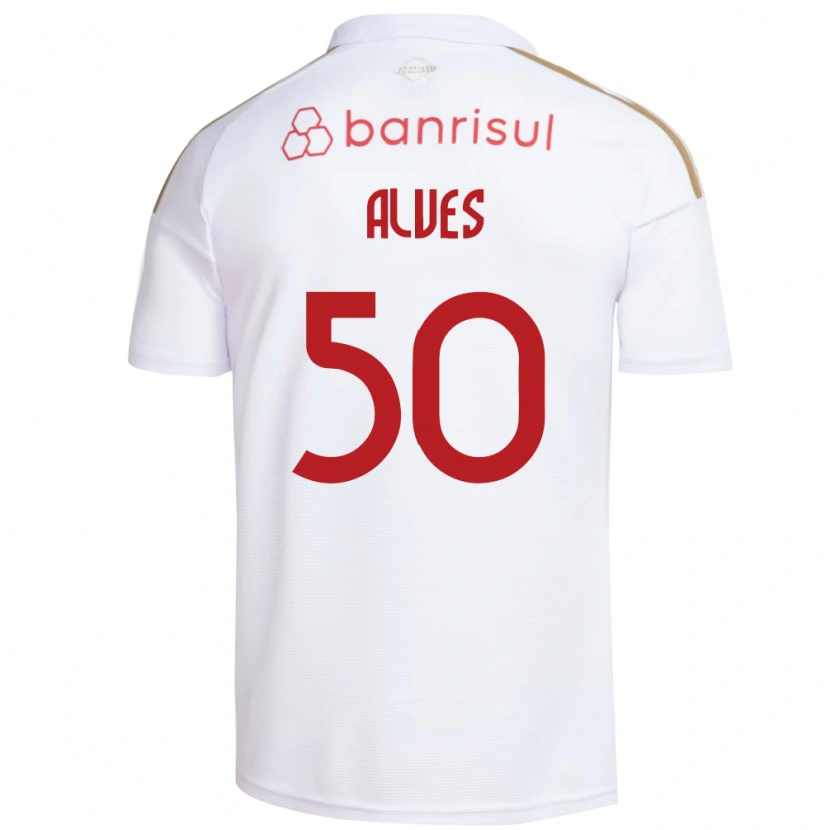 Danxen Mænd Kauan Alves #50 Hvid Rød Udebane Spillertrøjer 2026/27 Trøje T-Shirt