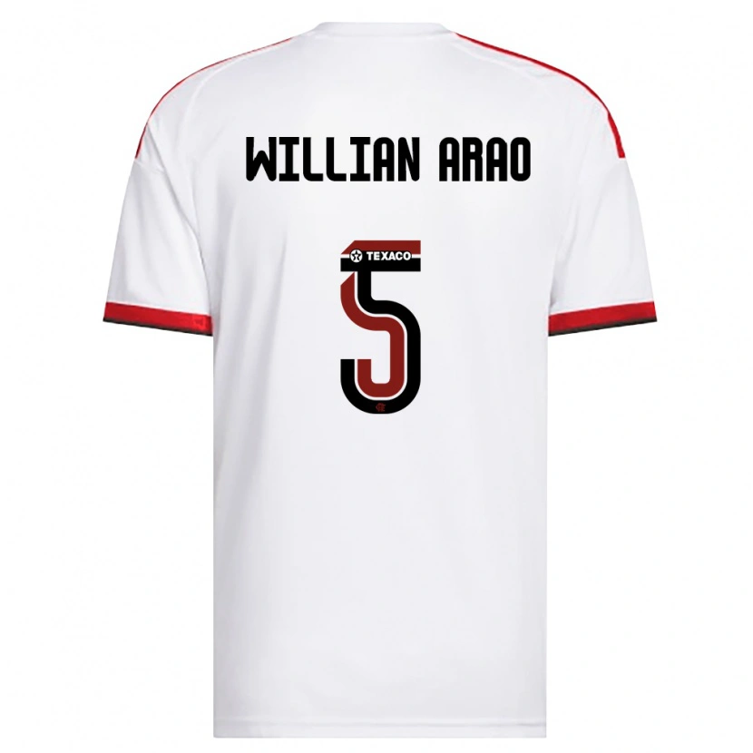 Danxen Mænd Willian Arao #5 Hvid Rød Sort Udebane Spillertrøjer 2026/27 Trøje T-Shirt