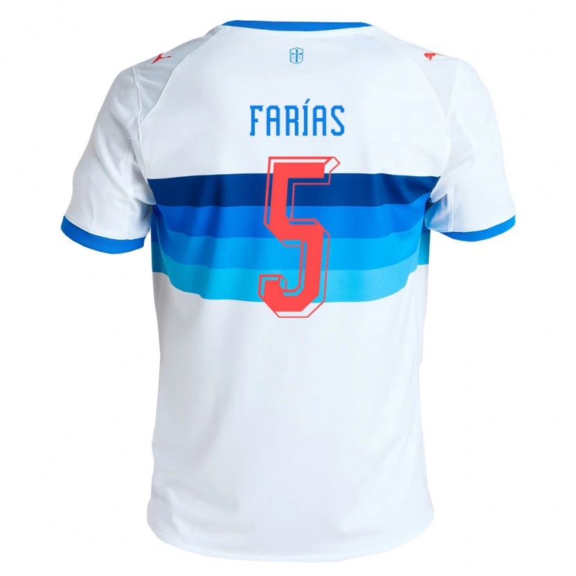 Danxen Kvinder Agustín Farías #5 Hvid Himmelblå Hjemmebane Spillertrøjer 2026/27 Trøje T-Shirt