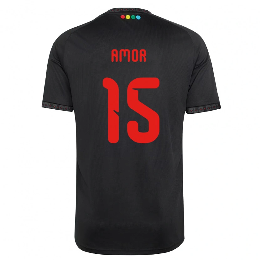 Danxen Kvinder Emiliano Amor #15 Sort Rød Udebane Spillertrøjer 2026/27 Trøje T-Shirt